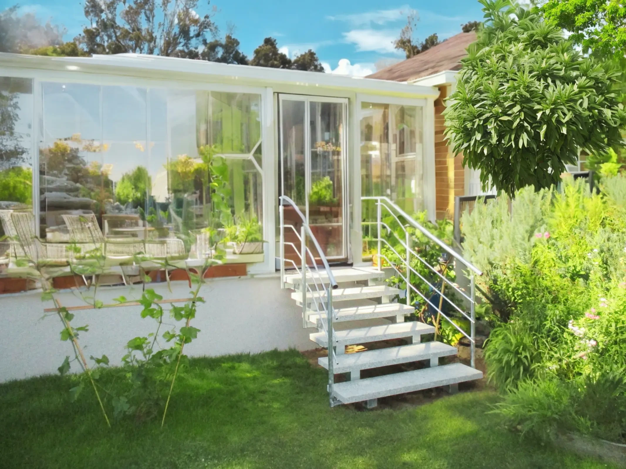 Freitragende Aussentreppen mit geraden Stufen